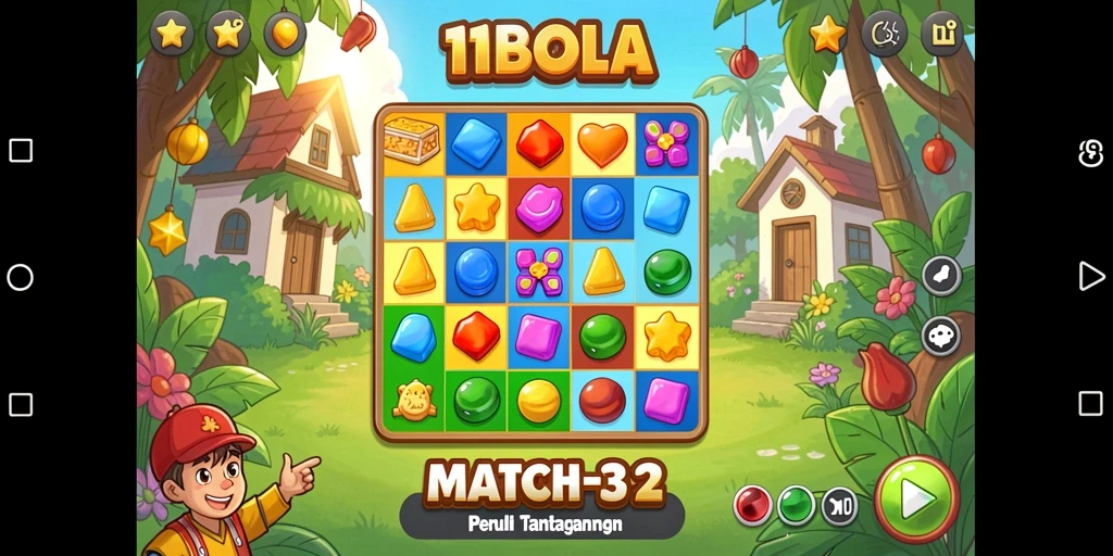 Tampilan gameplay 11BOLA yang intens dan penuh warna.