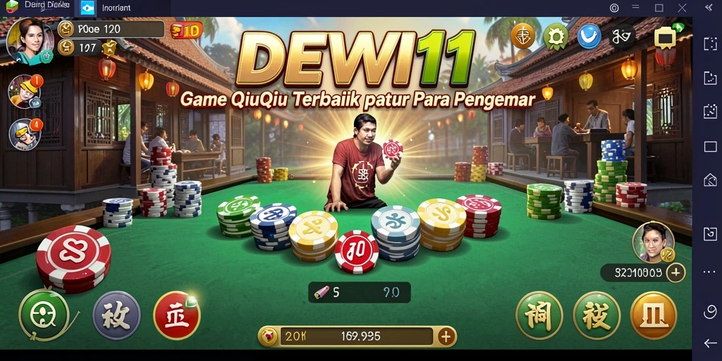 Screenshot gameplay DEWI11 menunjukkan aksi seru dalam permainan QiuQiu.