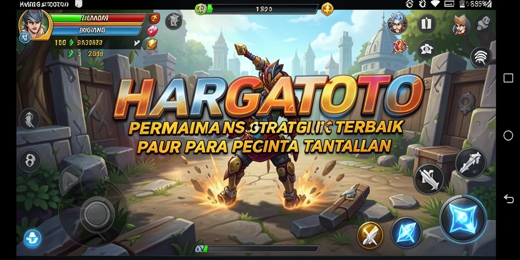 Tangkapan layar gameplay HARGATOTO menampilkan strategi dan pertempuran yang intens.