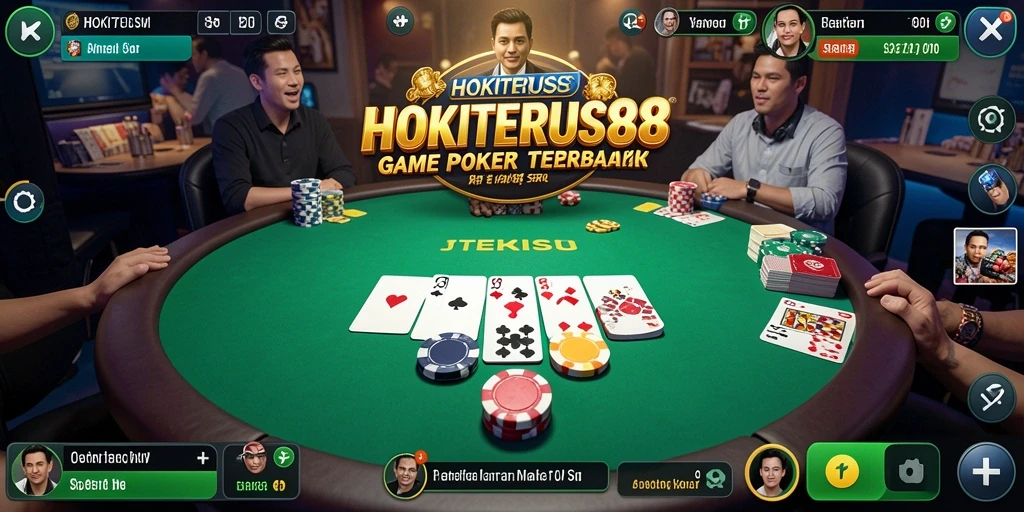Tampilan gameplay HOKITERUS88 yang mendebarkan dalam permainan Poker.