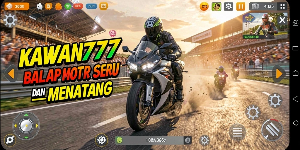 Gameplay KAWAN777 yang mendebarkan saat balapan motor.