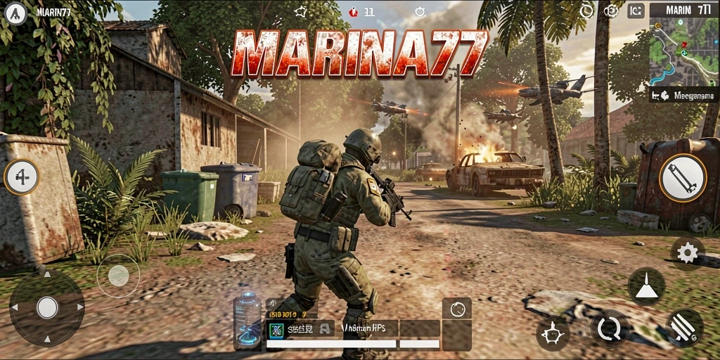 Tampilan gameplay menegangkan dari MARINA77 saat pertarungan berlangsung.