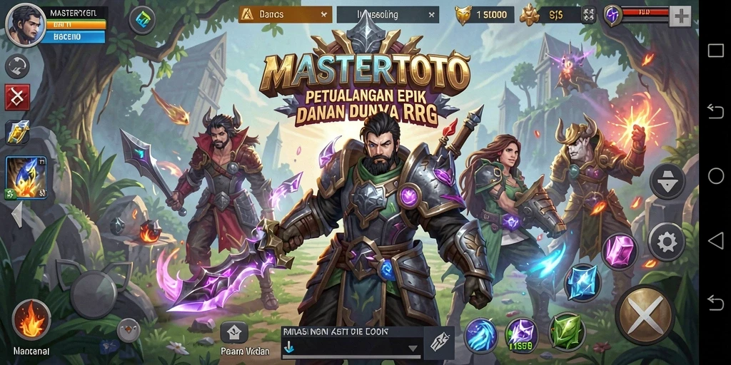 Screenshot gameplay <strong>MASTERTOTO</strong> menampilkan pertempuran epik dan eksplorasi dunia RPG.