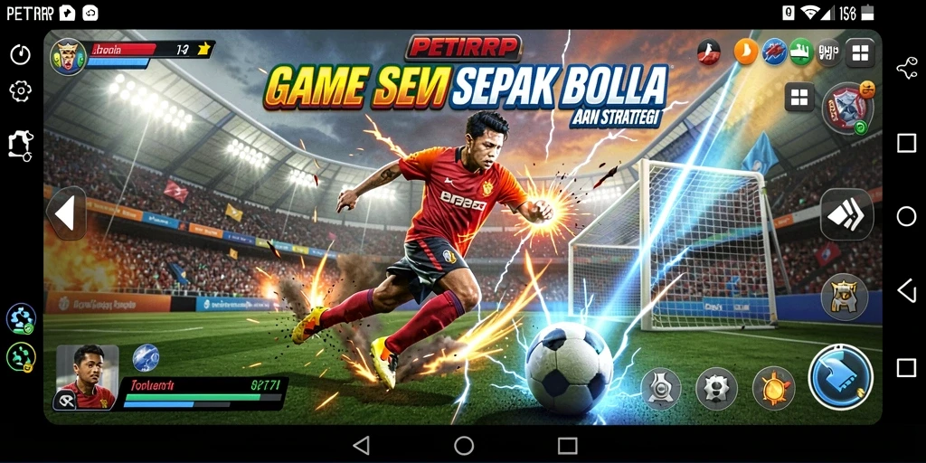 Tampilan gameplay asyik dalam game sepak bola PETIRRP.