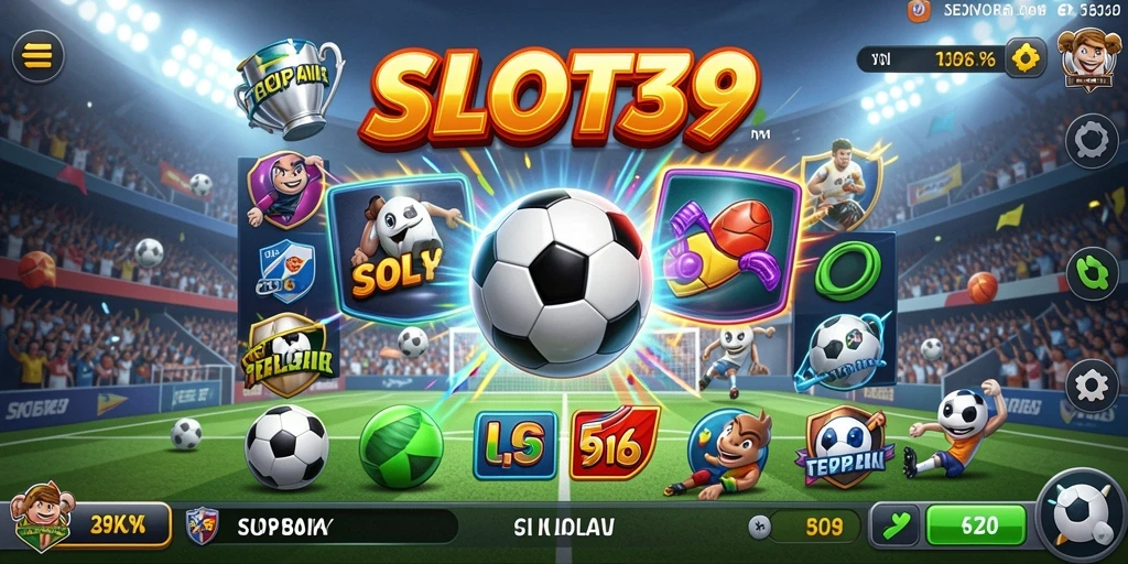 Tampilan gameplay SLOT39 yang seru dengan tema sepak bola.