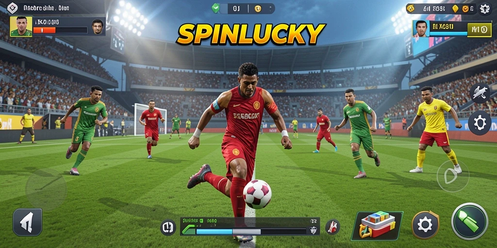 Screenshot gameplay <strong>SPINLUCKY</strong> yang menampilkan pertandingan olahraga yang seru.